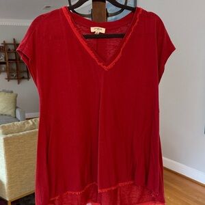 Umgee Crimson V-Neck Short Sleeve Tee